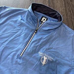 Footjoy Performance 1/4 Zip Windbreaker Mens Size M Blue Robert Trent Jones